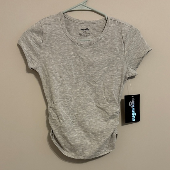 Gray Ruched Side Tee - Picture 1 of 3